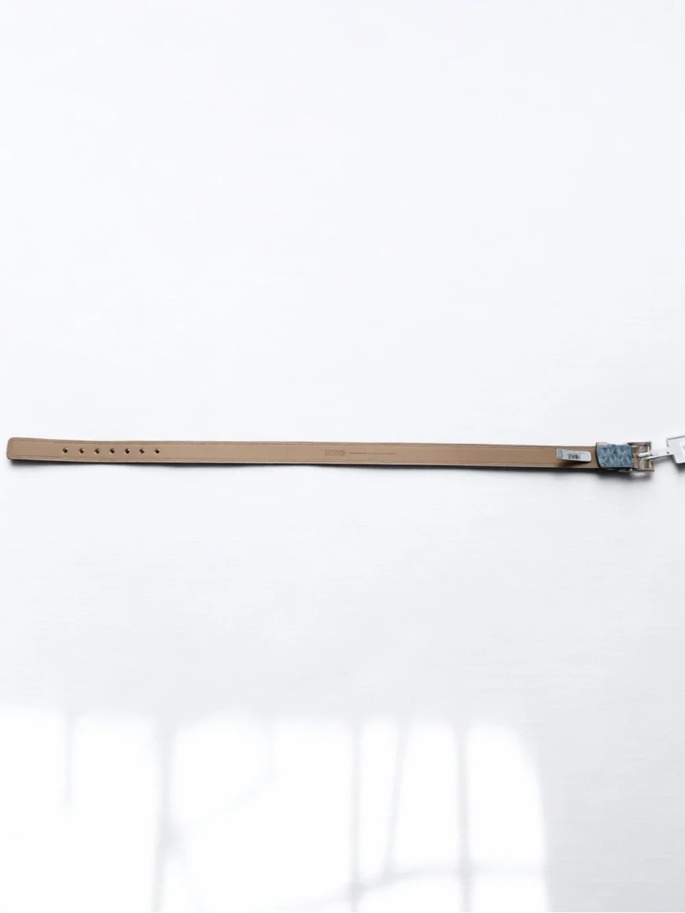 Michael Kors Men's Denim Blue MK Logo Belt with Gold Hardware M 40”